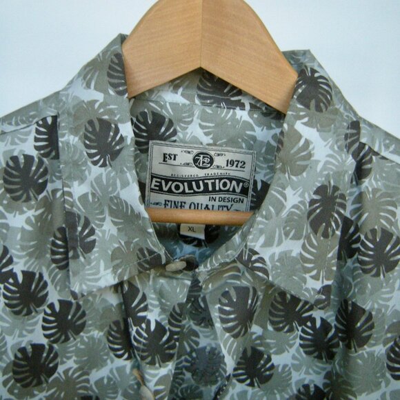 Evolution XL Tropical Leaves Print Shirt in Khaki Colors NWT - 100% Cotton - Picture 5 of 7